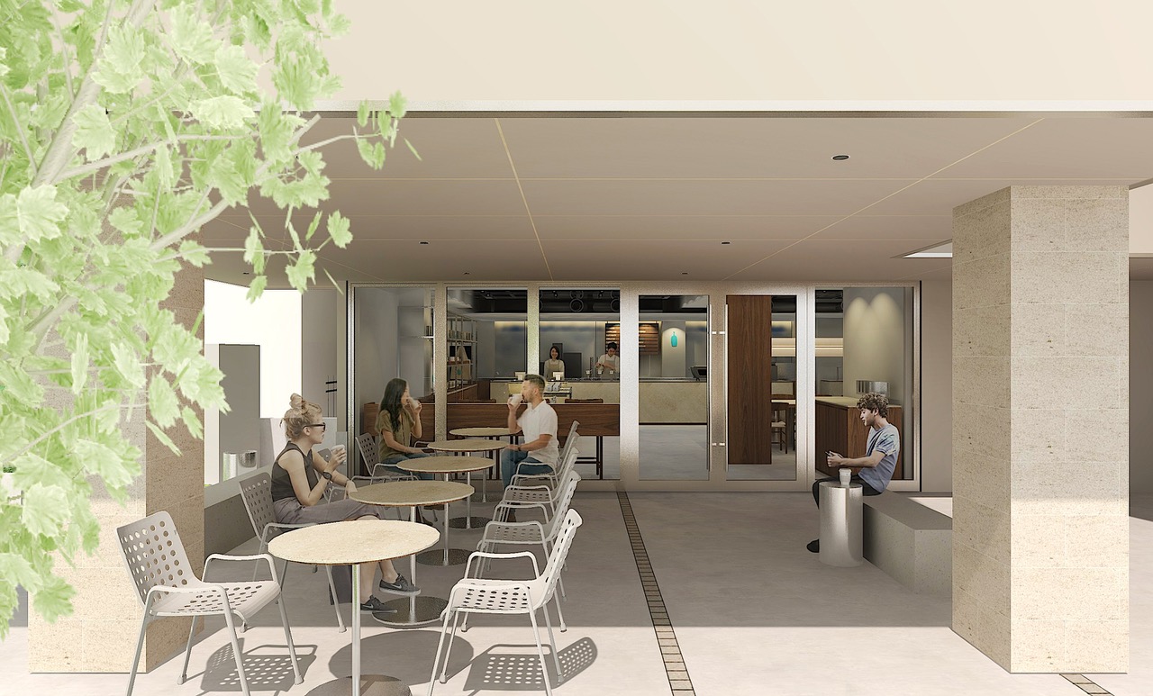 ブルーボトルコーヒー　鎌倉カフェ　CAFE DESIGNのパース　テラス席